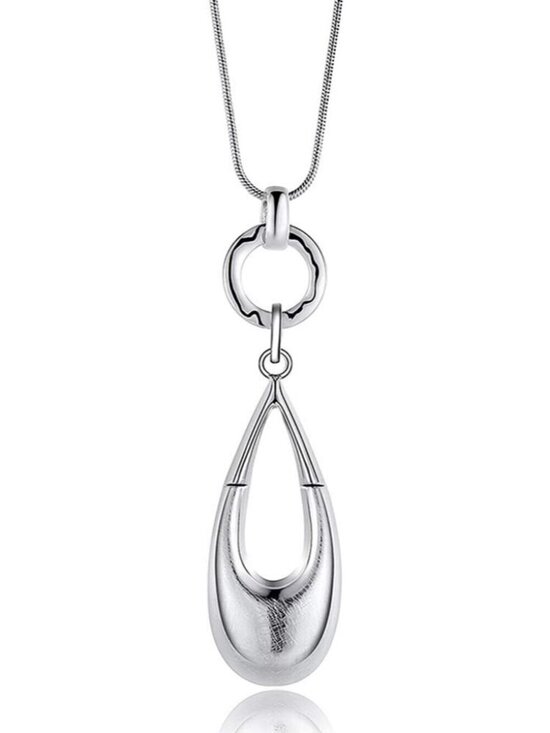 Jewelry - Long Necklaces for Women Waterdrop Pendant Layered Y Statement Bohemian Silver